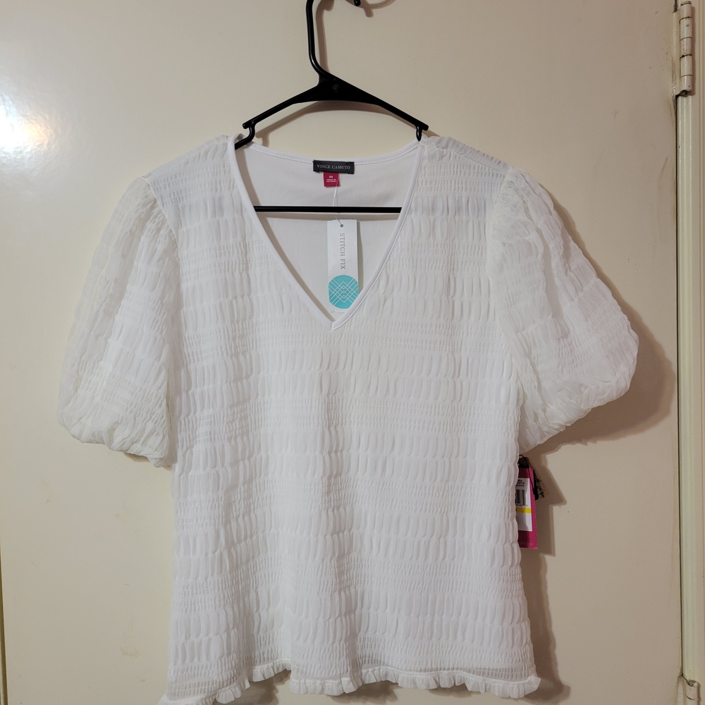 Vince Camuto White Puff Sleeve Blouse